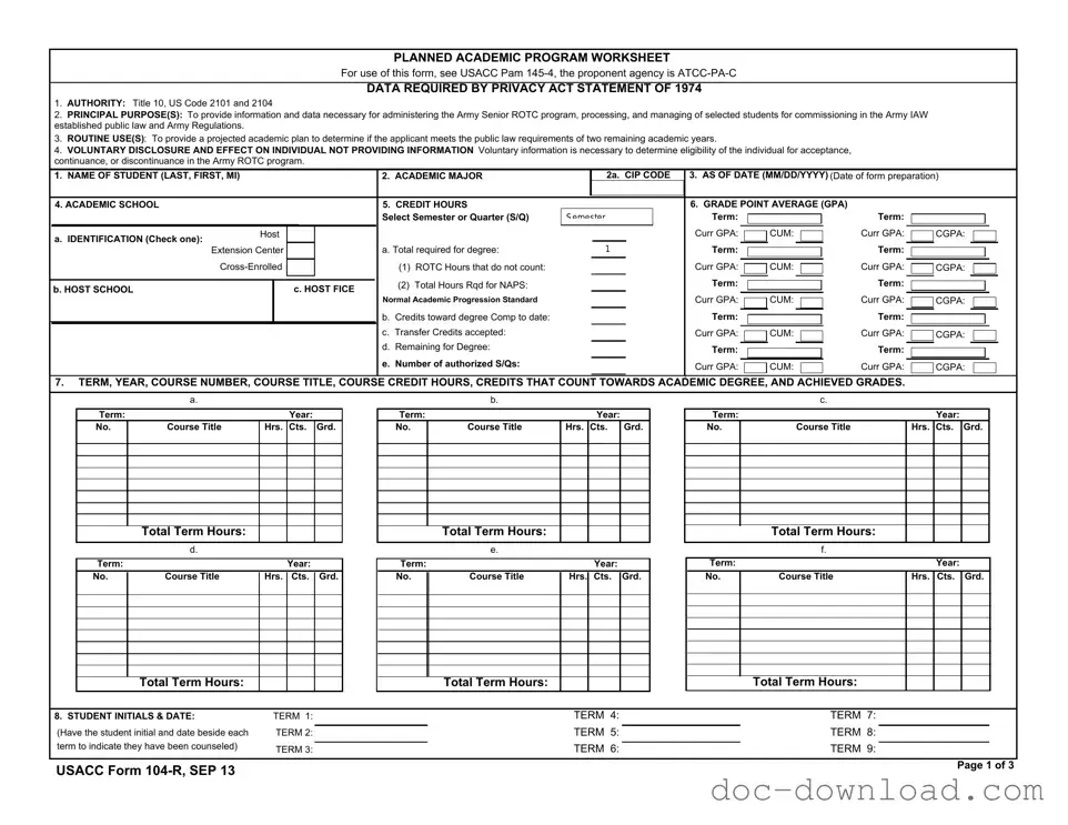Fill Out Your 104 R Template