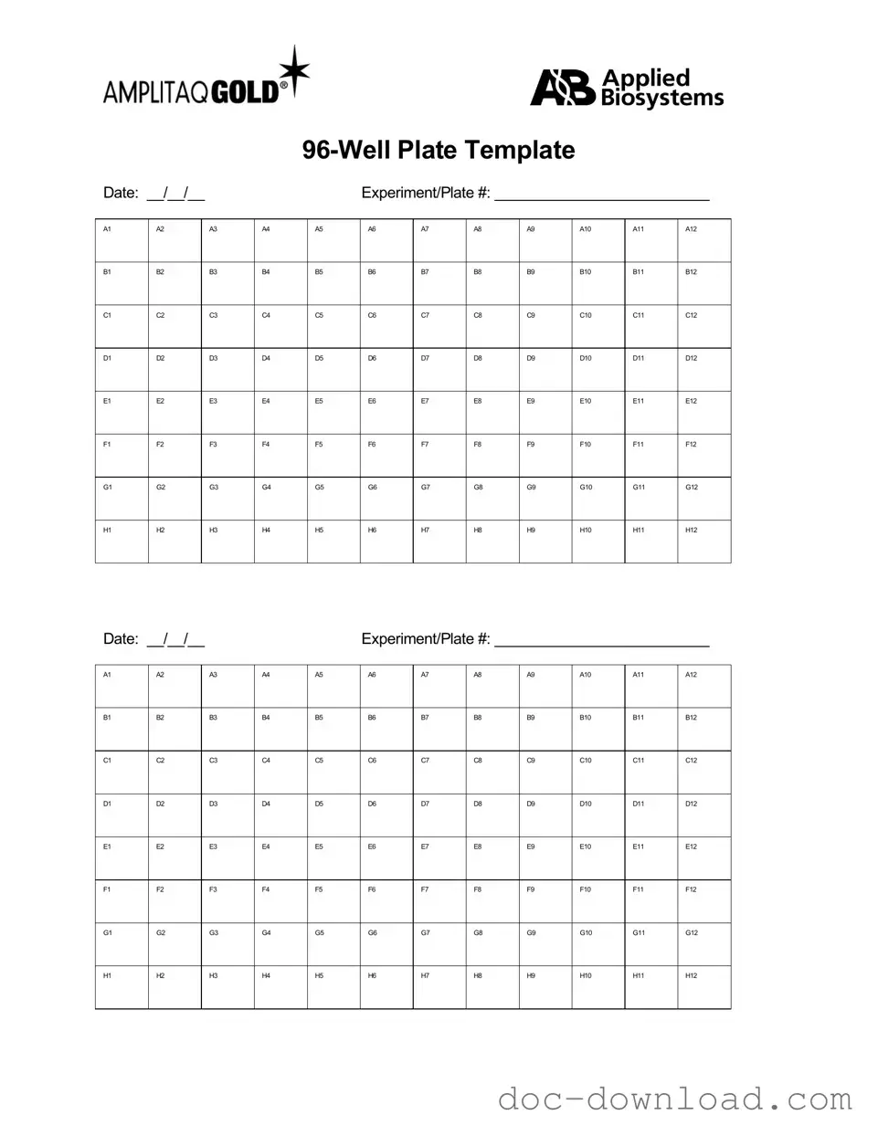 Fill Out Your 96 Well Template