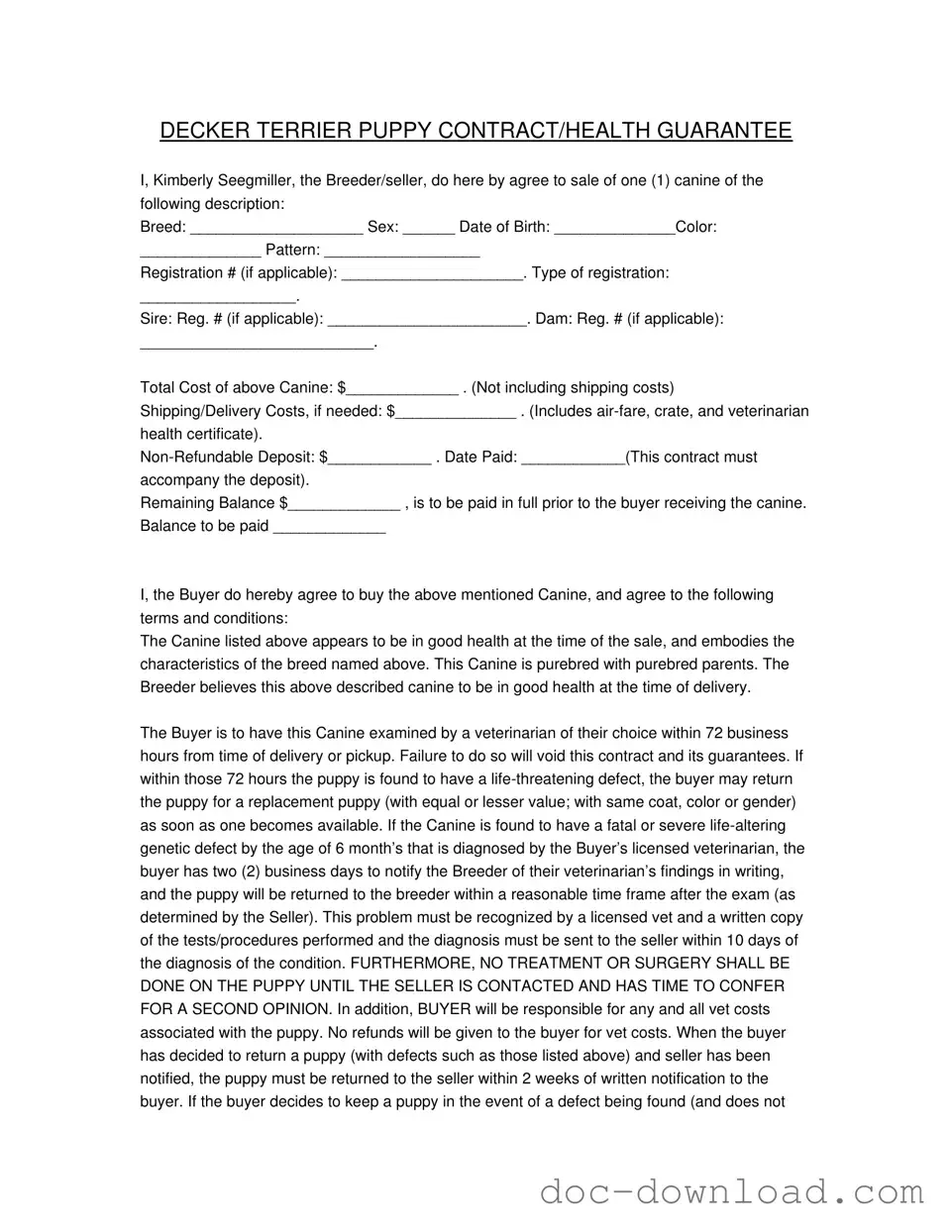 Fill Out Your Health Guarantee Template