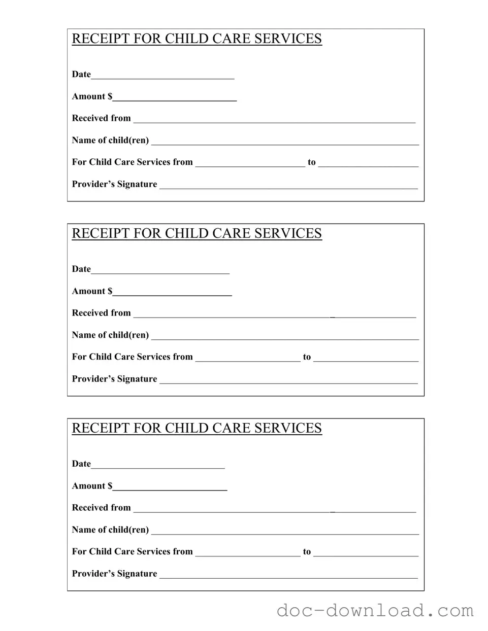 Fill Out Your Childcare Receipt Template