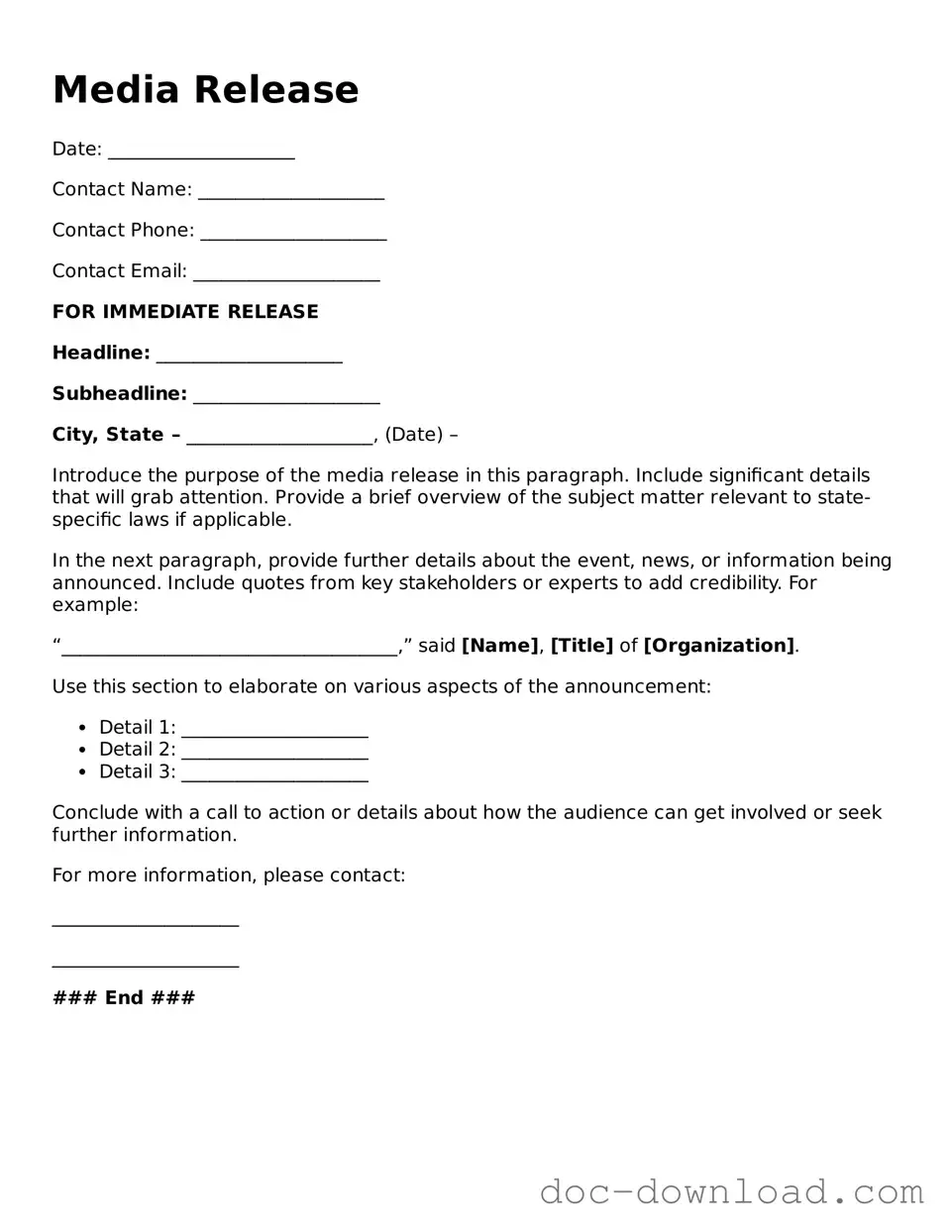 Printable Media Release Template