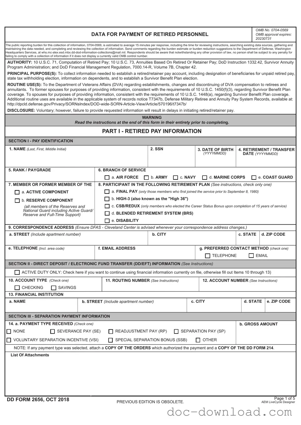 Fill Out Your DD 2656 Template