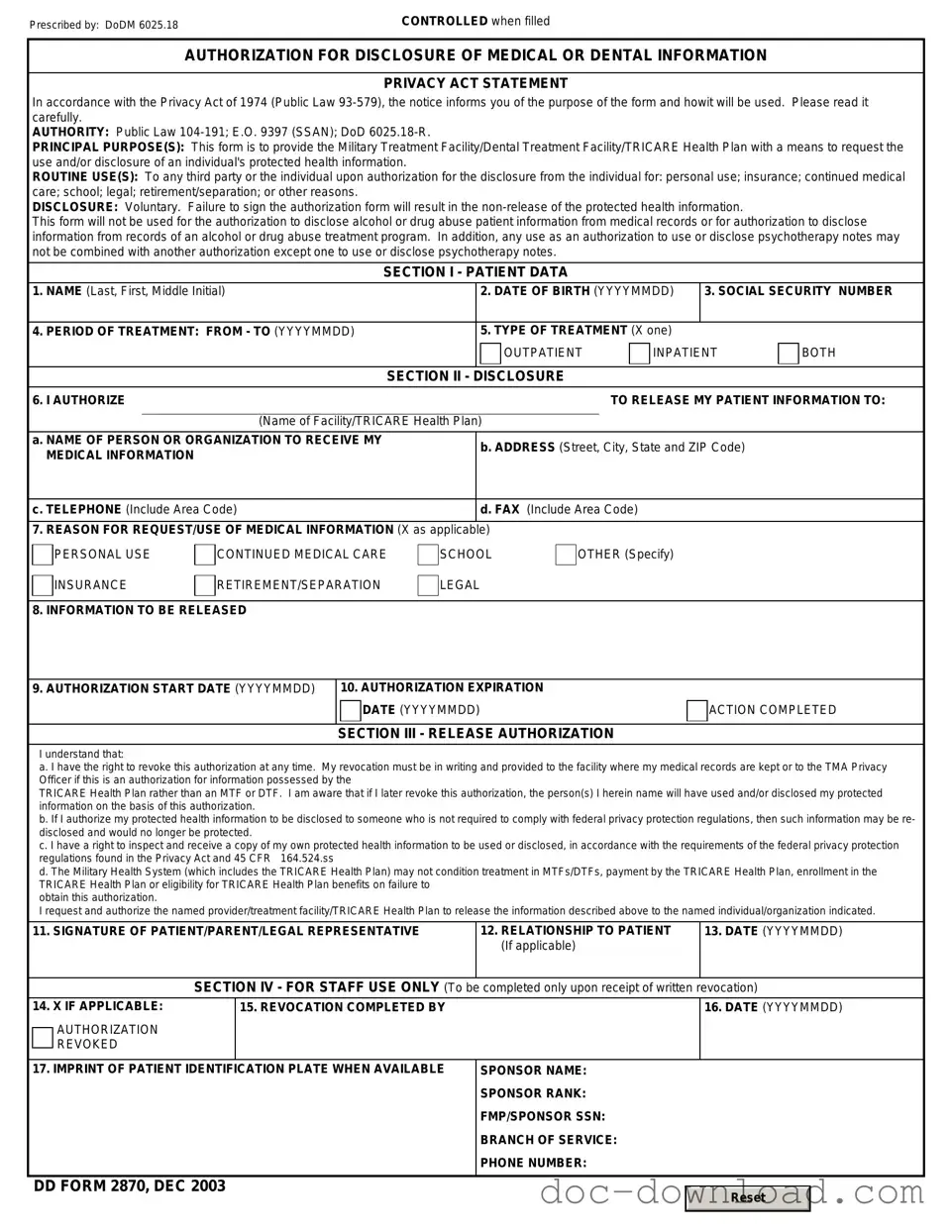 Fill Out Your DD 2870 Template