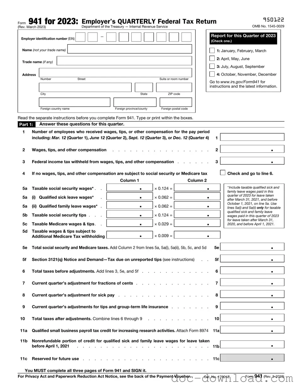 Fill Out Your IRS 941 Template