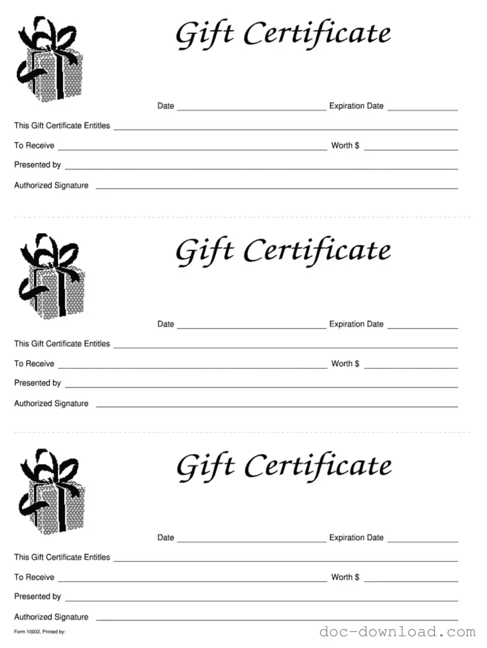 Fill Out Your Gift Certificate Template