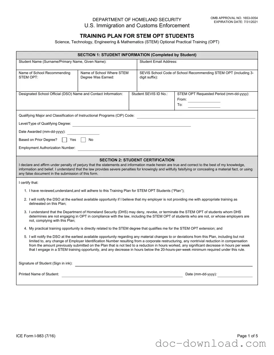 Fill Out Your ICE I-983 Template