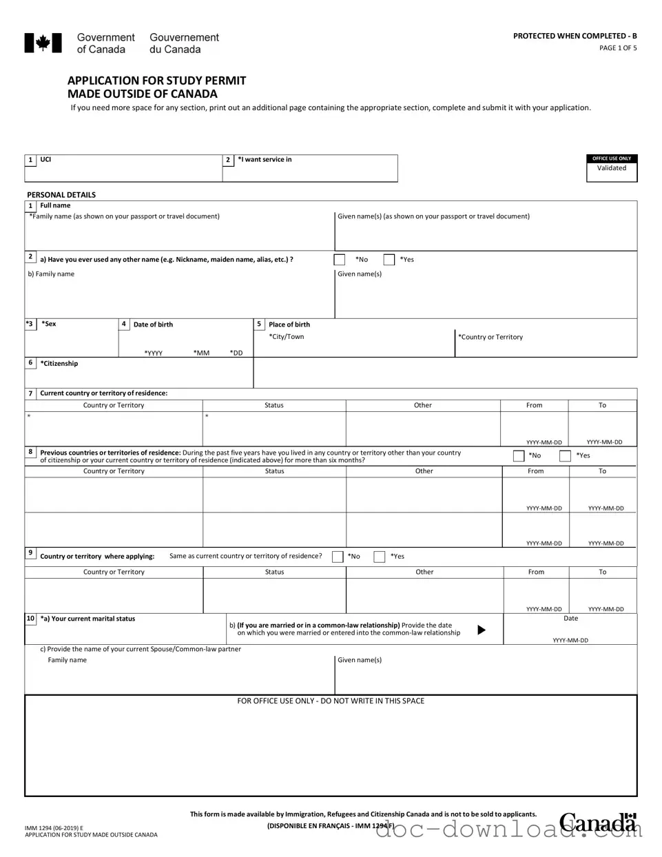 Fill Out Your Imm 1294 Template