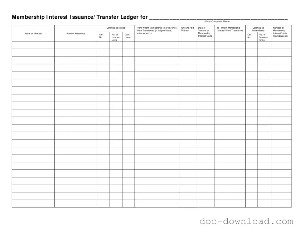 Fill Out Your Membership Ledger Template