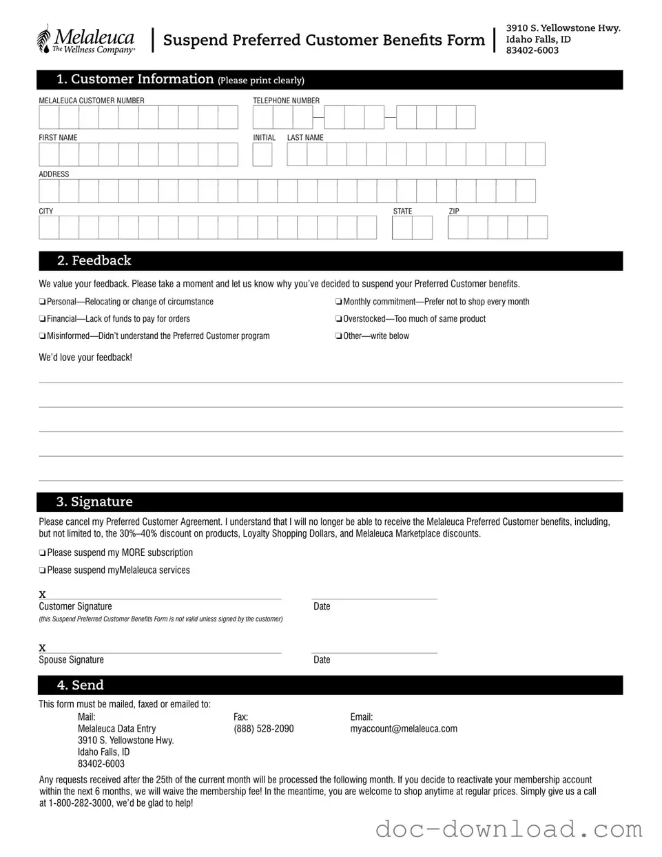 Fill Out Your Melaleuca Cancellation Template