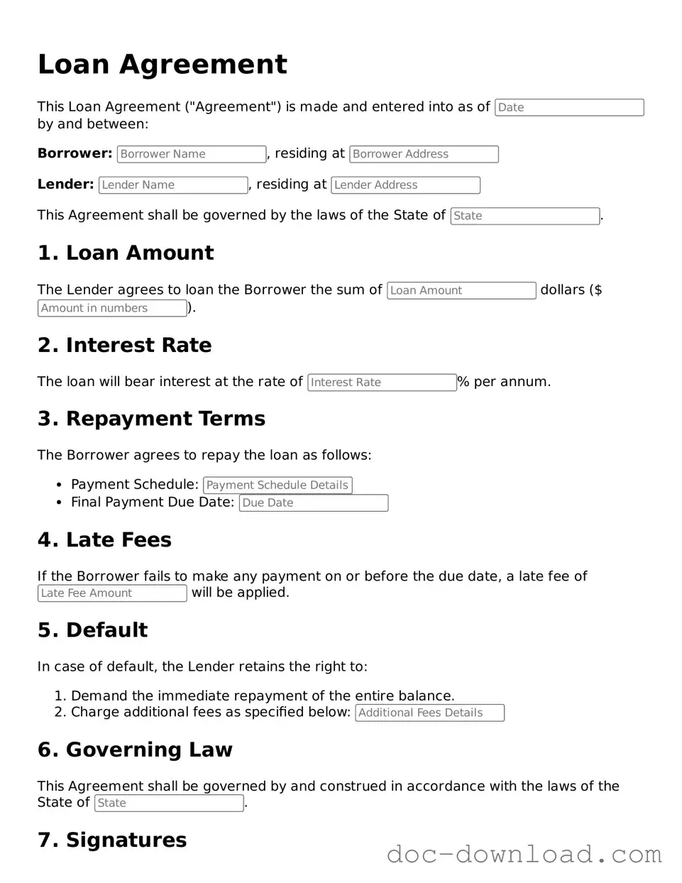 Printable Loan Agreement Template