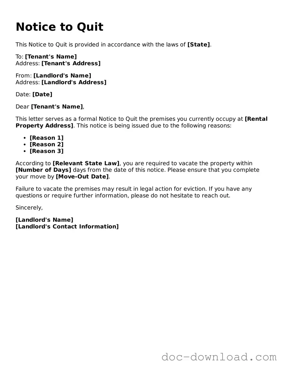 Printable Notice to Quit Template
