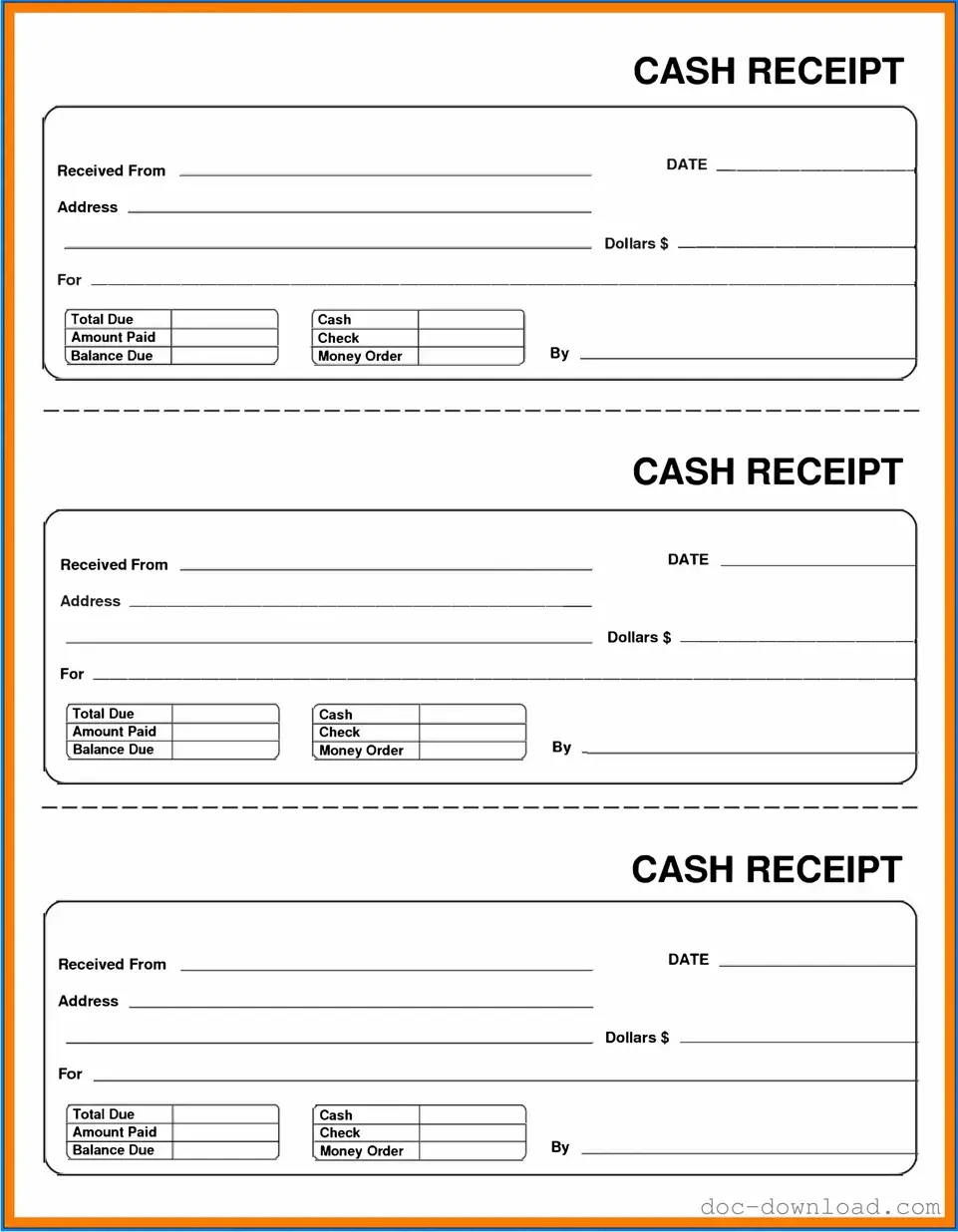 Fill Out Your Cash Receipt Template