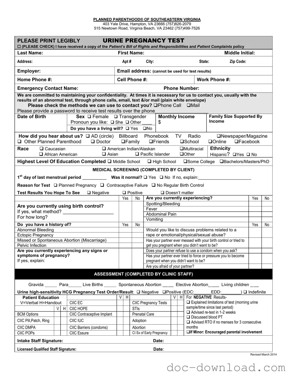 Fill Out Your Planned Parenthood Proof Template