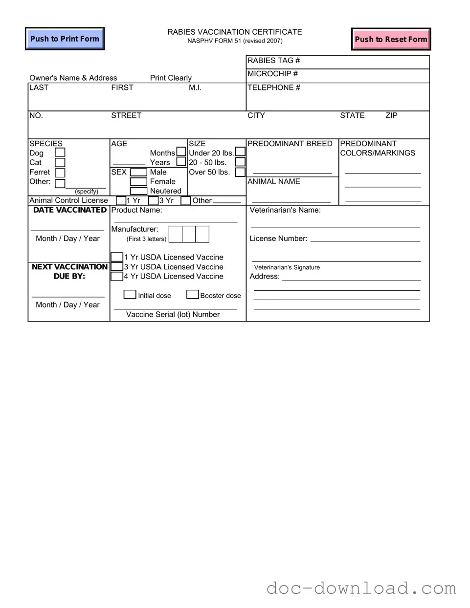 Fill Out Your Rabies Certificate Template