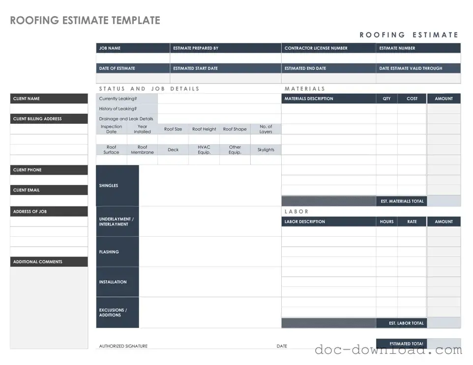 Fill Out Your Roofing Estimate Template