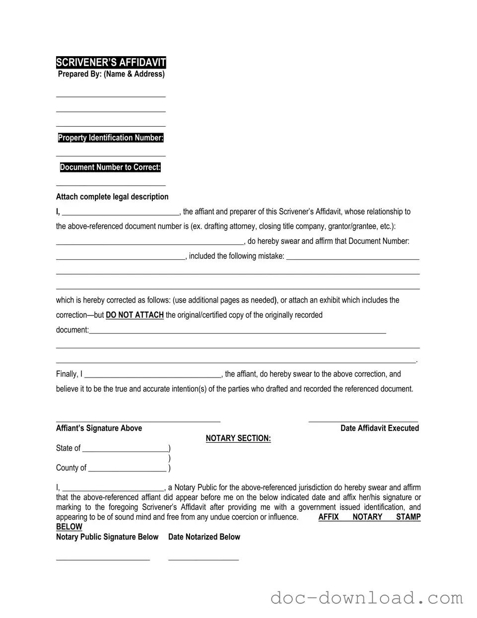 Fill Out Your Scrivener's Affidavit Template