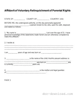 Fill Out Your Affidavit Parental Rights Template