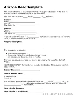 Blank  Deed Document for Arizona
