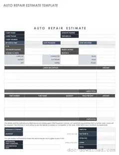 Fill Out Your Auto Repair Estimate Template
