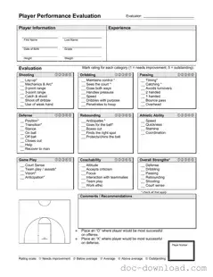 Fill Out Your Basketball Evaluation Template