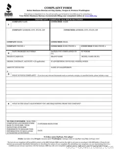 Fill Out Your Bbb Complaint Template