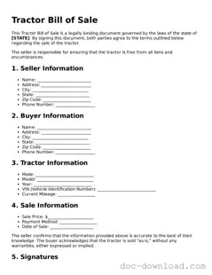 Printable Tractor Bill of Sale Template