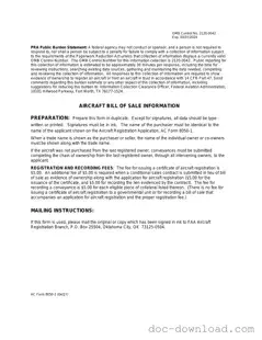 Fill Out Your Aircraft Bill of Sale AC 8050-2 Template