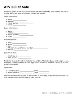 Printable ATV Bill of Sale Template
