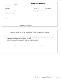 Fill Out Your Auto Insurance Card Template