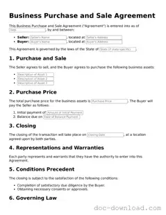 Printable Business Purchase and Sale Agreement Template