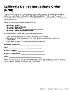 Blank  Do Not Resuscitate Order Document for California