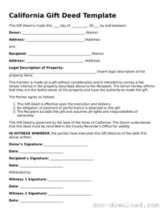Blank  Gift Deed Document for California