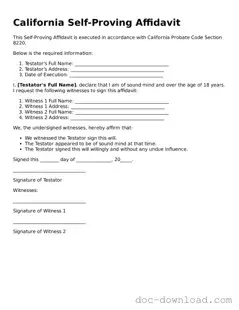 Blank  Self-Proving Affidavit Document for California
