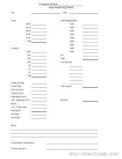 Fill Out Your Cash Drawer Count Sheet Template