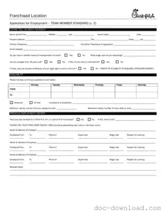 Fill Out Your Chick Fil A Job Application Template