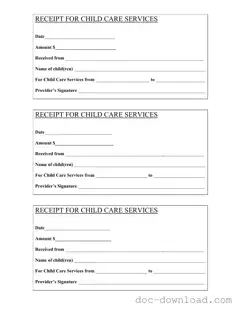 Fill Out Your Childcare Receipt Template