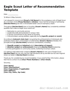 Printable Eagle Scout Letter of Recommendation Template