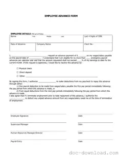 Fill Out Your Employee Advance Template