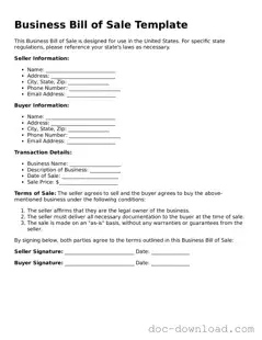 Printable Business Bill of Sale Template