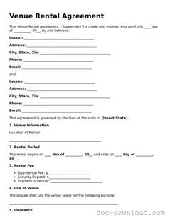 Printable Venue Rental Agreement Template