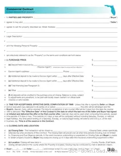 Fill Out Your Florida Commercial Contract Template