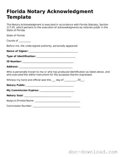 Blank  Notary Acknowledgement Document for Florida