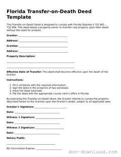 Blank  Transfer-on-Death Deed Document for Florida