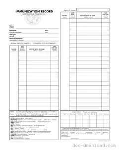 Fill Out Your Immunization Record Template