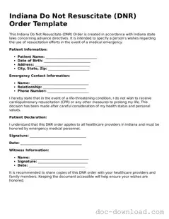 Blank  Do Not Resuscitate Order Document for Indiana