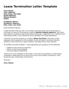 Printable Lease Termination Letter Template