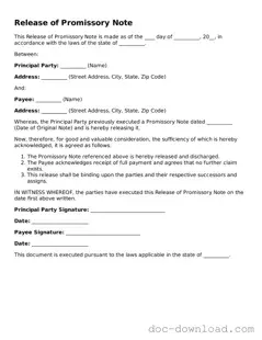 Printable Release of Promissory Note Template