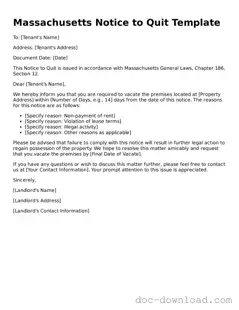 Blank  Notice to Quit Document for Massachusetts