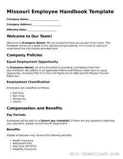 Blank  Employee Handbook Document for Missouri