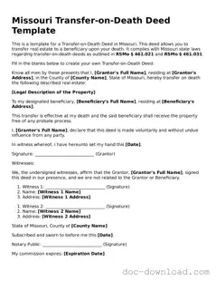 Blank  Transfer-on-Death Deed Document for Missouri